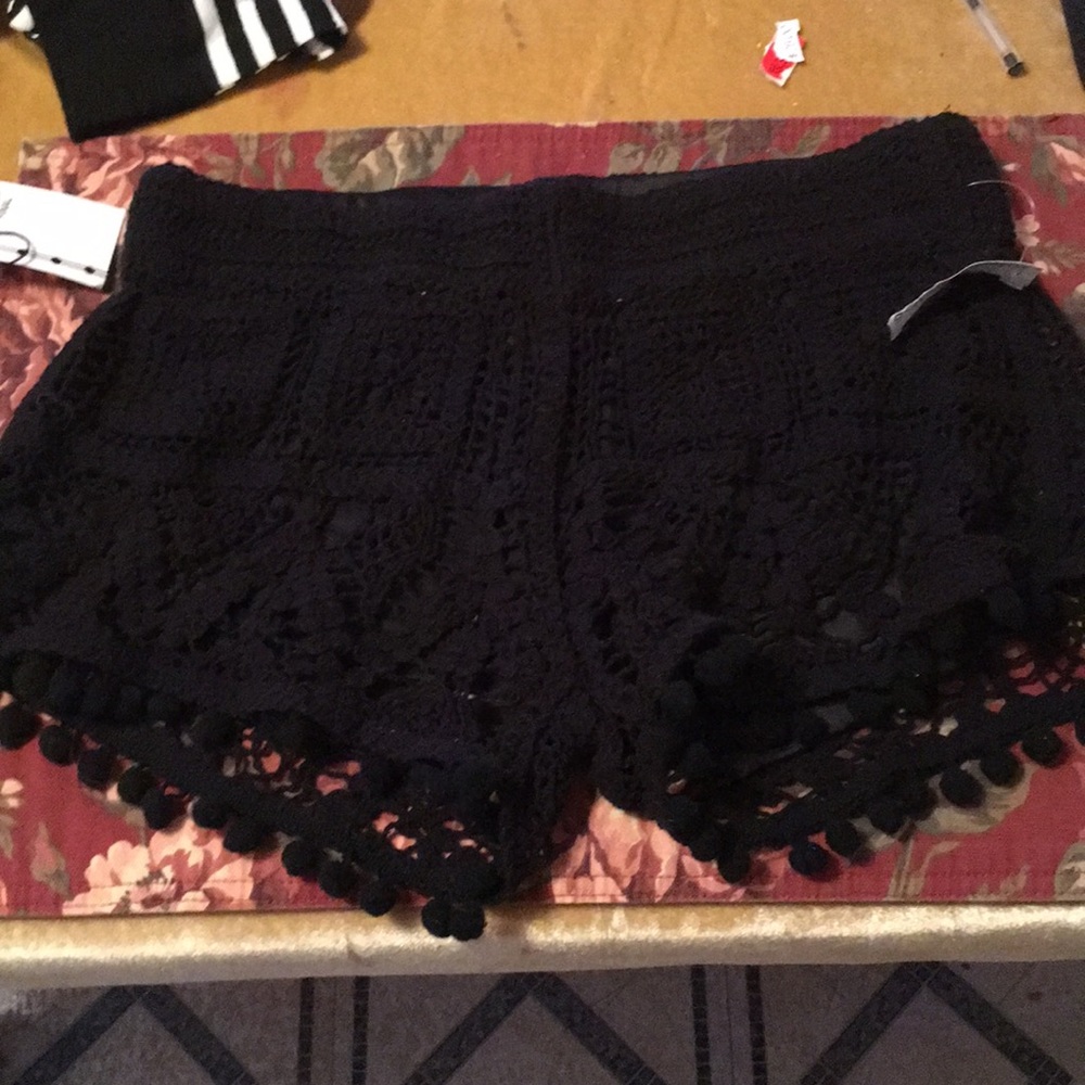 Black crochet shorts